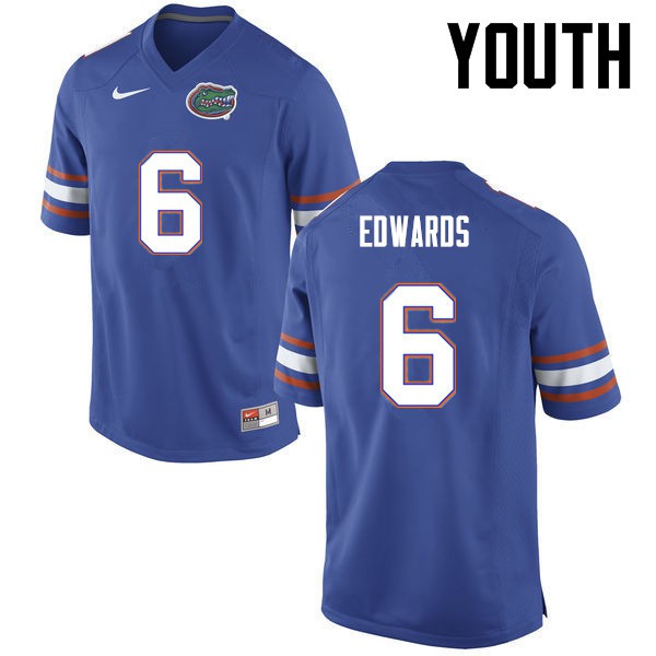 Florida Gators Youth #6 Brian Edwards College Football Blue